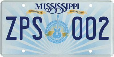 MS license plate ZPS002
