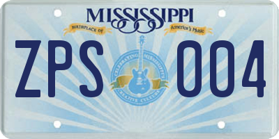 MS license plate ZPS004