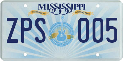 MS license plate ZPS005