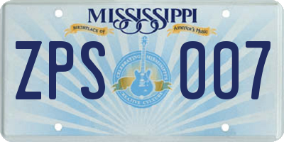 MS license plate ZPS007