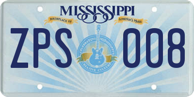 MS license plate ZPS008