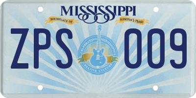 MS license plate ZPS009