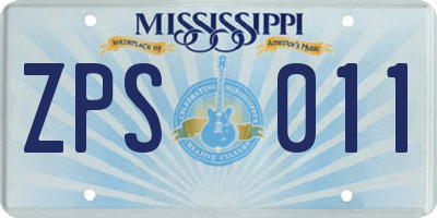 MS license plate ZPS011
