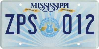 MS license plate ZPS012