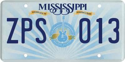 MS license plate ZPS013