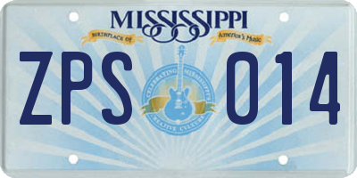 MS license plate ZPS014