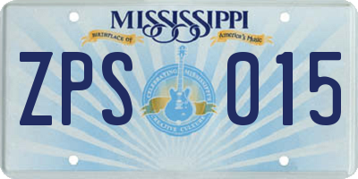 MS license plate ZPS015