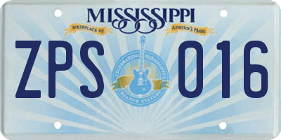 MS license plate ZPS016
