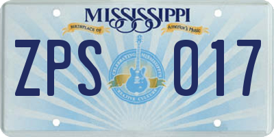 MS license plate ZPS017