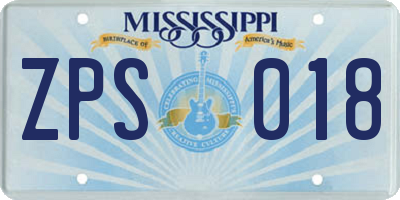 MS license plate ZPS018