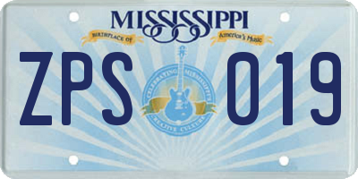 MS license plate ZPS019