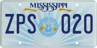 MS license plate ZPS020
