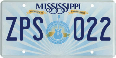 MS license plate ZPS022