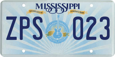 MS license plate ZPS023