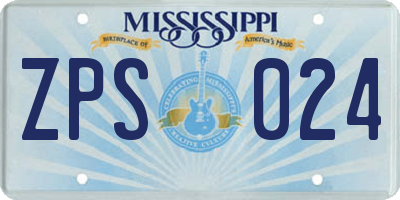 MS license plate ZPS024