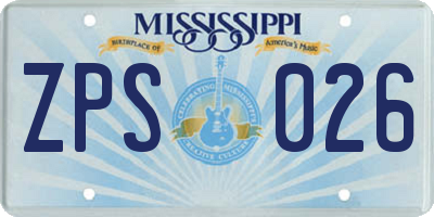 MS license plate ZPS026