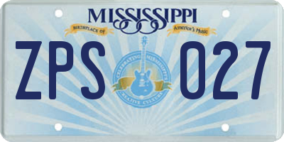 MS license plate ZPS027