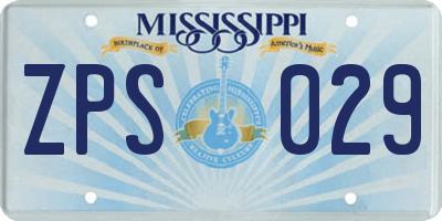 MS license plate ZPS029