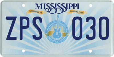 MS license plate ZPS030