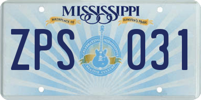 MS license plate ZPS031