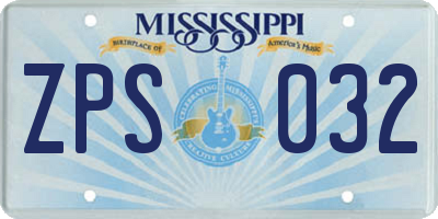 MS license plate ZPS032
