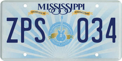 MS license plate ZPS034