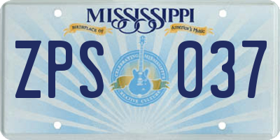 MS license plate ZPS037