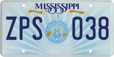 MS license plate ZPS038