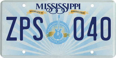 MS license plate ZPS040