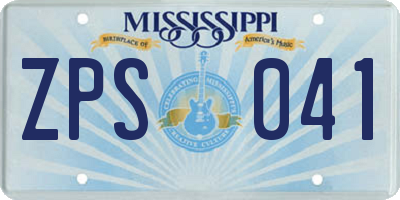MS license plate ZPS041