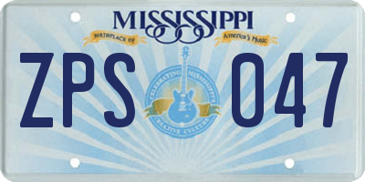 MS license plate ZPS047