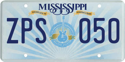 MS license plate ZPS050