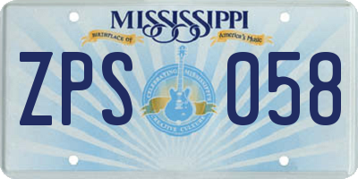 MS license plate ZPS058
