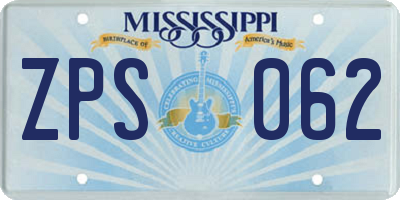 MS license plate ZPS062