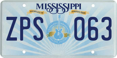 MS license plate ZPS063