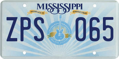 MS license plate ZPS065