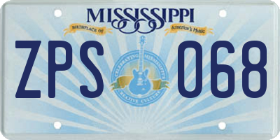 MS license plate ZPS068