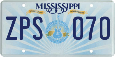 MS license plate ZPS070