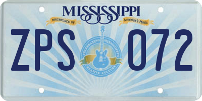 MS license plate ZPS072
