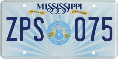 MS license plate ZPS075
