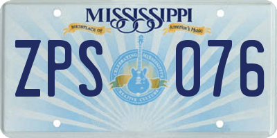 MS license plate ZPS076