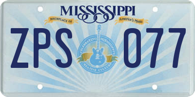 MS license plate ZPS077