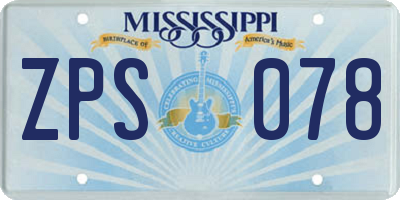MS license plate ZPS078