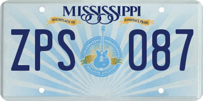 MS license plate ZPS087