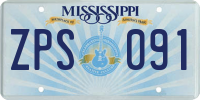 MS license plate ZPS091