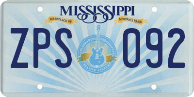 MS license plate ZPS092