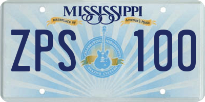 MS license plate ZPS100