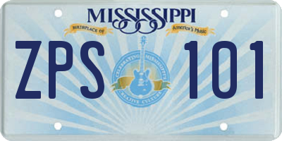 MS license plate ZPS101