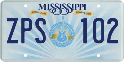 MS license plate ZPS102