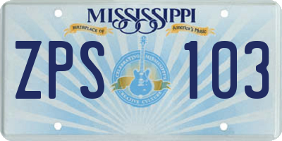 MS license plate ZPS103